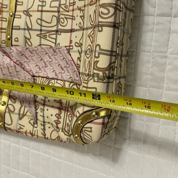 Coach Tattersall Graffiti Tote Gold/Cream Pink Lining Style F13187 Excellent - Picture 13 of 15